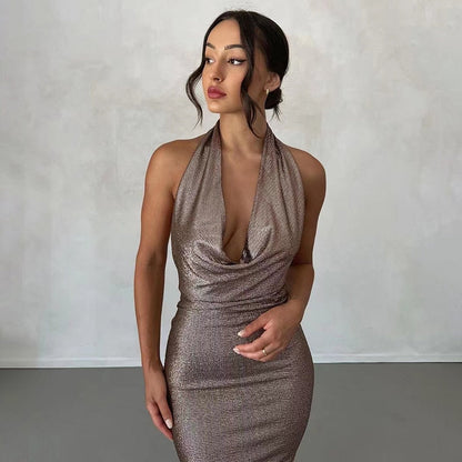 Levoire | Robe Maxi À Volants Métallisés Sans Manches