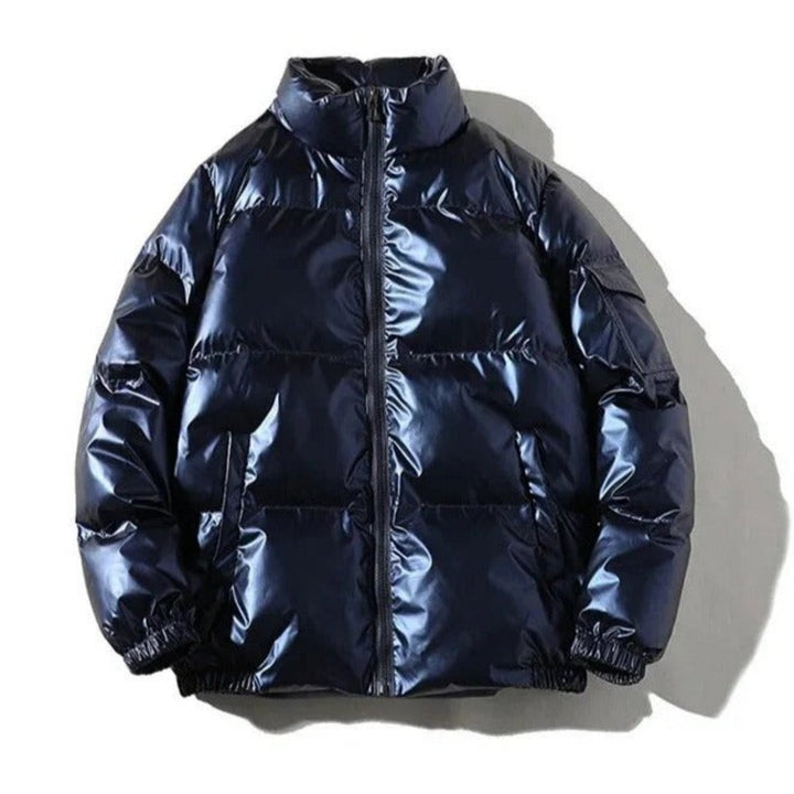 Levoire | Veste En Puffer À Capuche À Manches Longues Avec Fermeture Éclair Bleu
