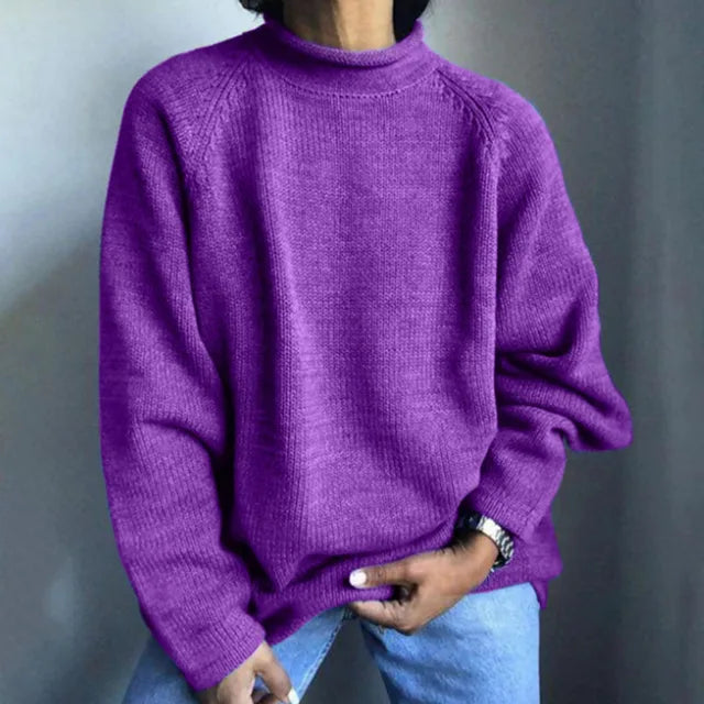 Levoire | Élégant Pull À Manches Longues En Tricot O-Fermeture Lilla