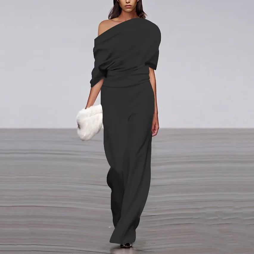 Levoire | Ensemble De Printemps Élégant Avec Décolleté One Line Noir