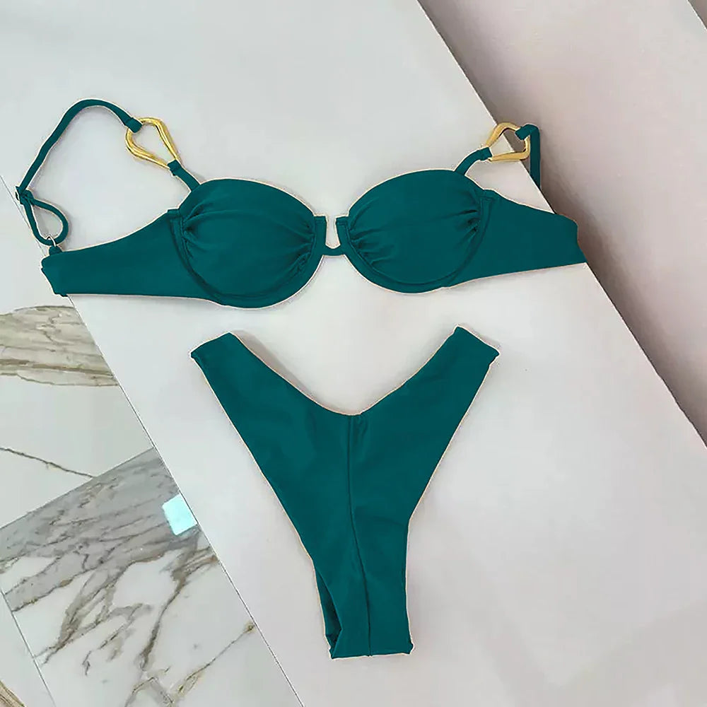 Levoire | Maillot De Bain Bikini Avec Décolleté Haut Vert