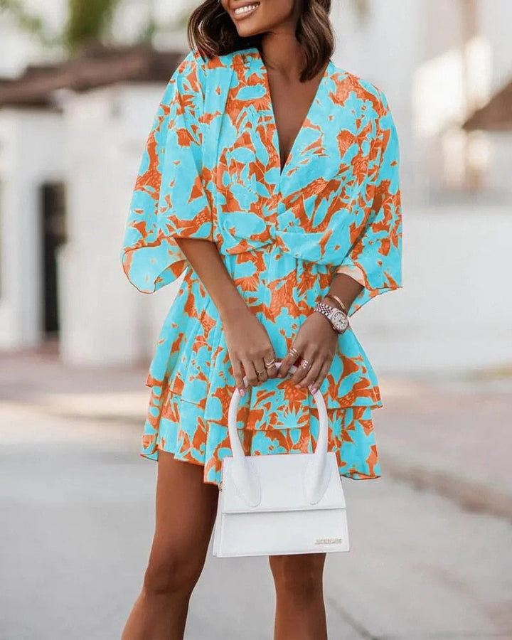 Levoire | Robe Femme Courte Avec Décolleté En V Et Manches Mi-Longues Vert