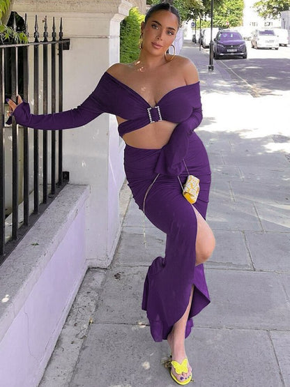 Levoire | Top Court À Col En V & Jupe Maxi Taille Haute