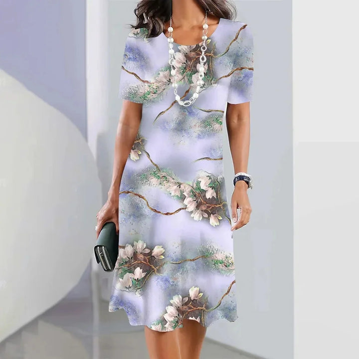 Levoire | Robe Élégante À Fleurs Imprimées Pour Femmes Fleurs Orange