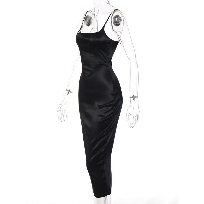 Levoire | Satin Dos Nu Ouverture Robe Maxi