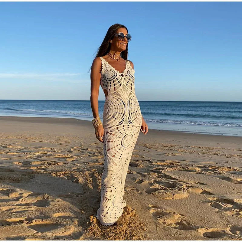 Levoire | Robe Maxi Dos Nu Au Crochet