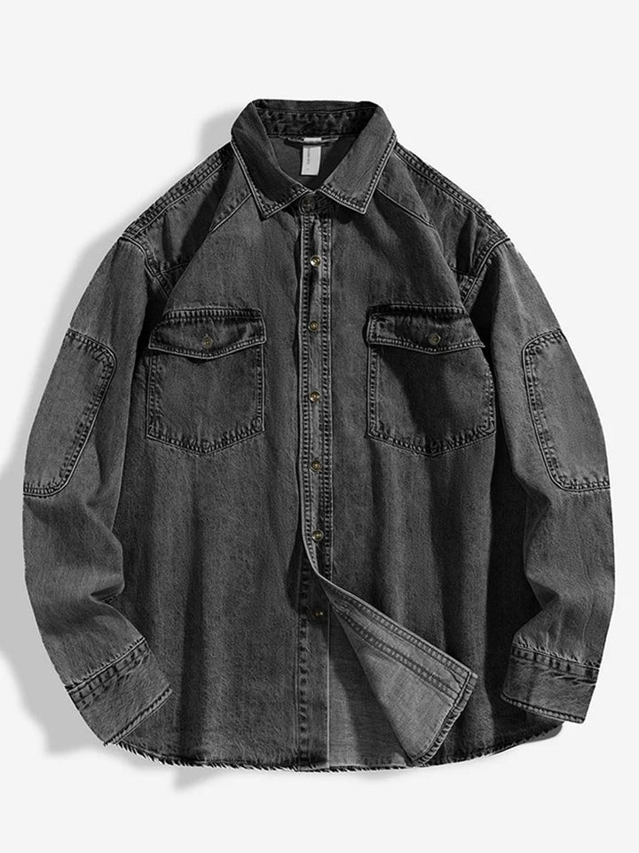 Levoire | Veste En Denim Avec Boutons Pour Hommes Noir