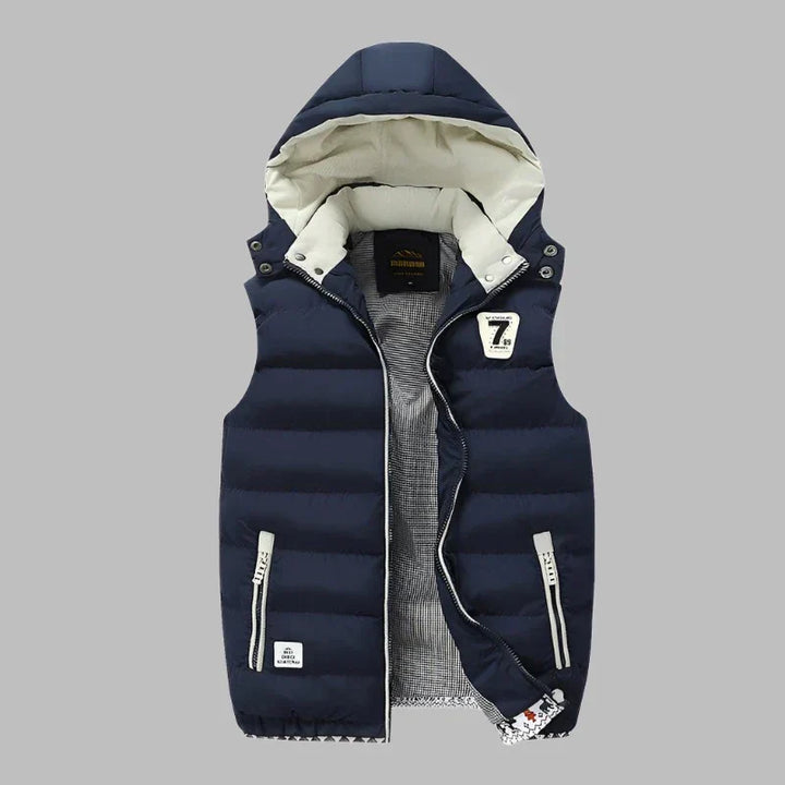 Levoire | Veste Intermédiaire Rembourrée En Gilet Avec Capuche Pour Hommes Bleu foncé