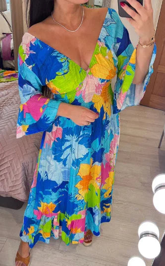 Levoire | Mode Florale Pour Femmes Robe Longue Bleu