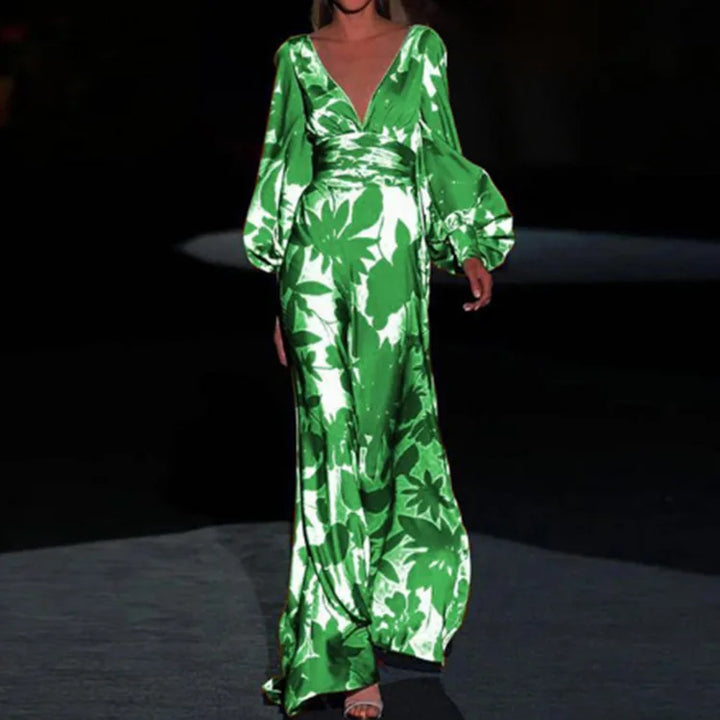 Levoire | Robe À Col En V Elegante Pour Un Look Feminin Et Sophistique Vert