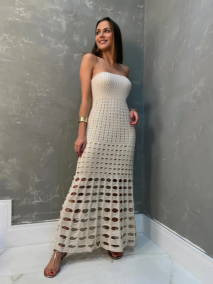 Levoire | Robe Maxi Hult Tricotée Transparente Khaki