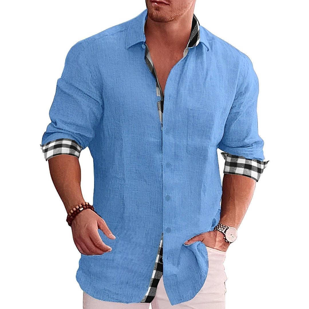 Levoire | Chemise D'Été Avec Des Manches Retroussées Et Un Motif Bleu
