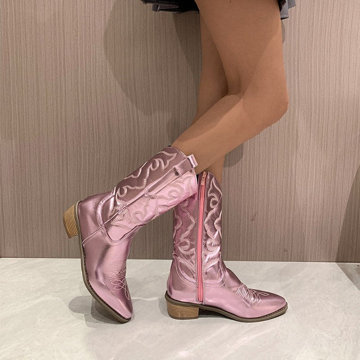 Levoire | Bottes Élégantes Métalliques Brillantes Rosa