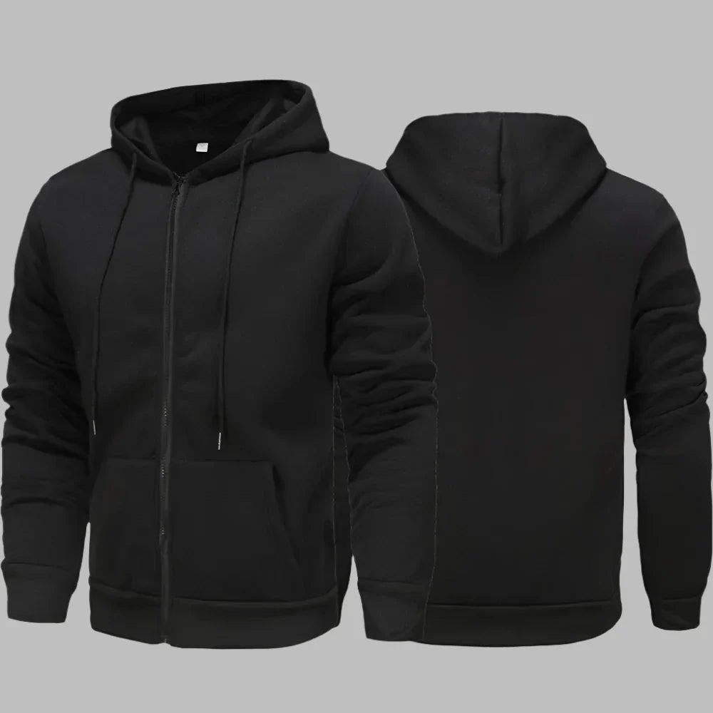 Levoire | Sweat À Capuche Pour Hommes Confortable Avec Fermeture Éclair Pour Le Quotidien Noir