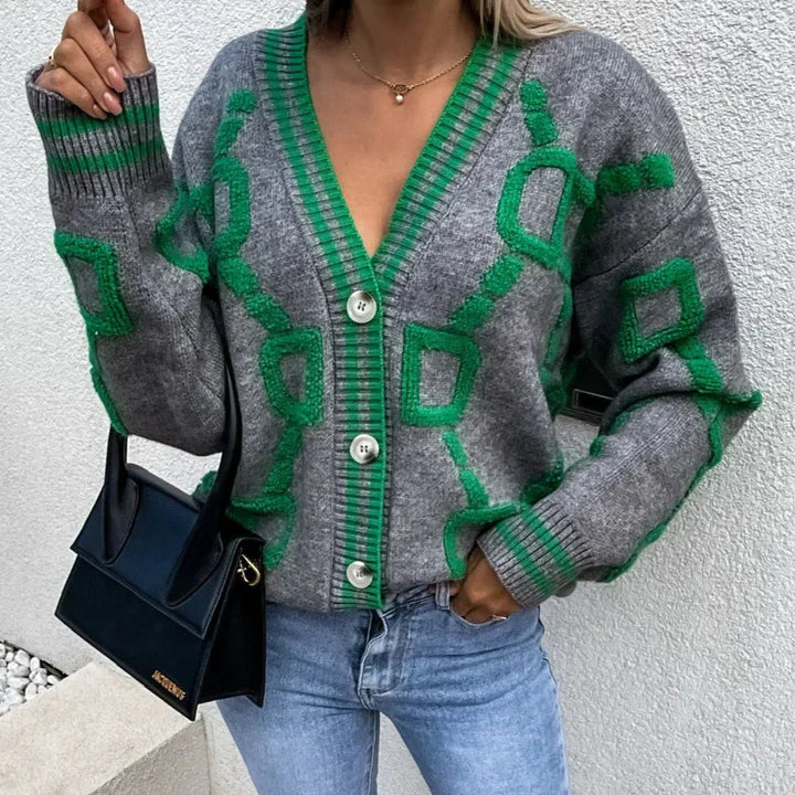 Levoire | Veste Tricot Tendance Avec Design Géométrique Gris