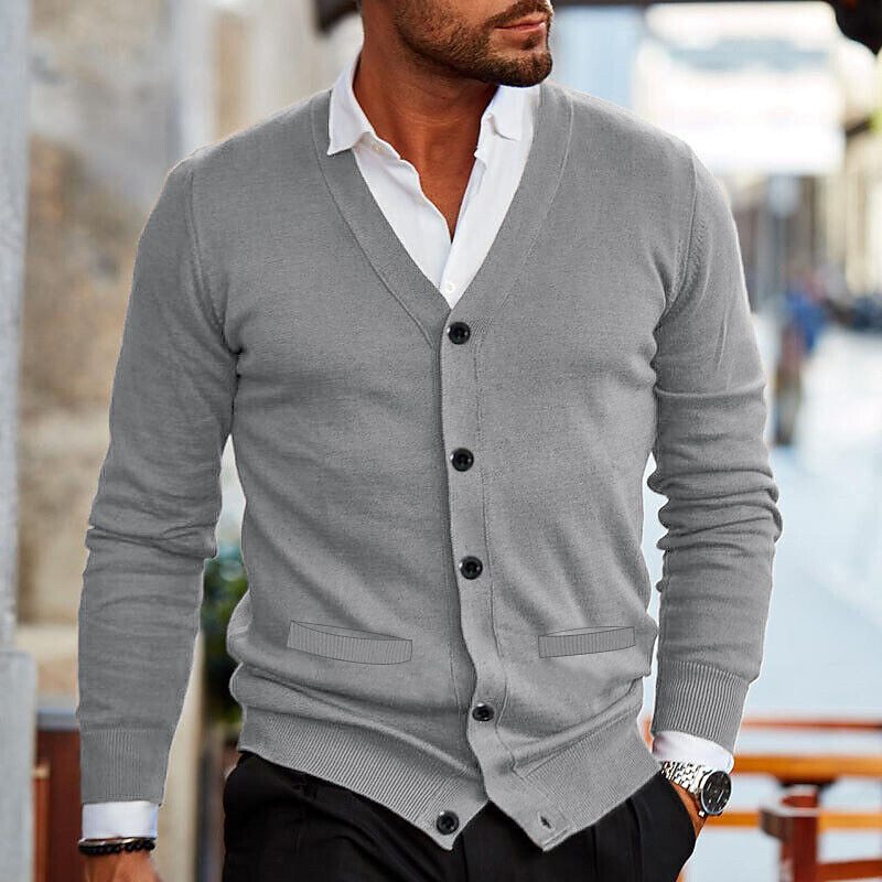 Levoire | V-Couverture Pull À Manches Longues En Tricot Avec Bouton
