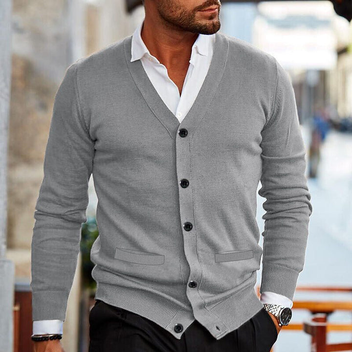 Levoire | V-Couverture Pull À Manches Longues En Tricot Avec Bouton