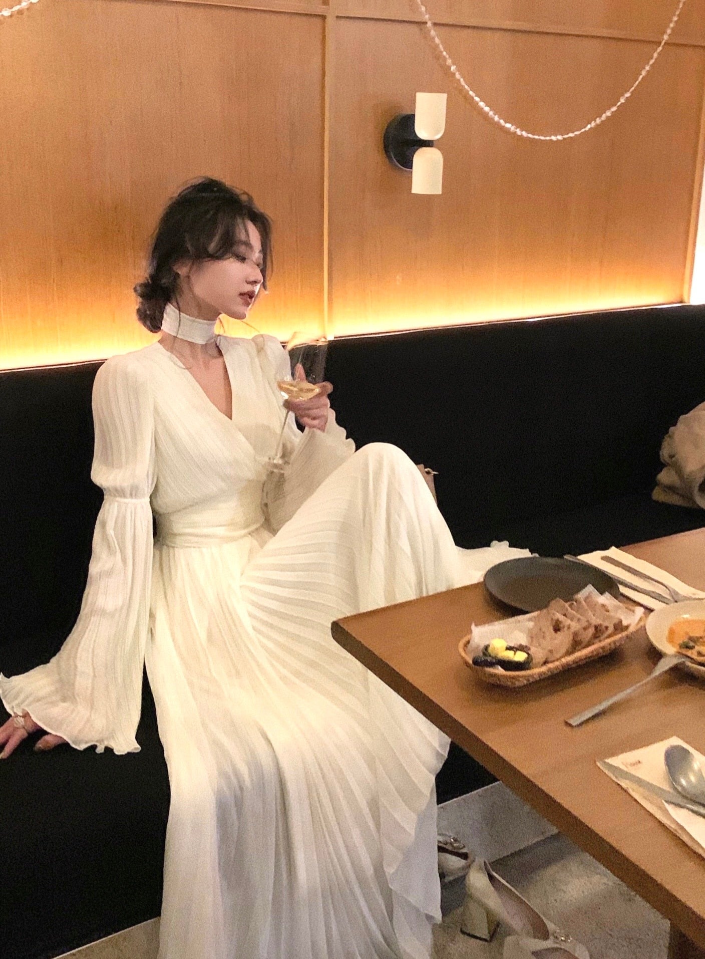 Levoire | Robe Maxi Plissée Vintage Sans Manches