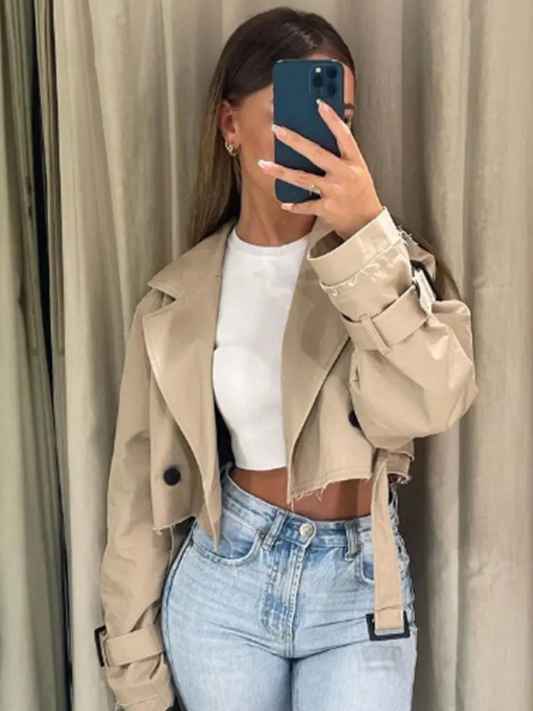 Levoire | Veste Trench Crop Pour Femmes Pour Chaque Occasion Braun
