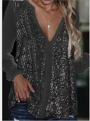 Levoire | Blouse Tombante Avec Décolleté En V Et Sequins Pour Femmes