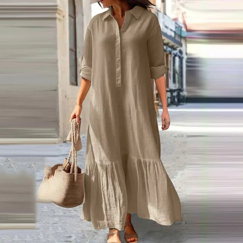 Levoire | Femmes Robe Maxi Longue Beige