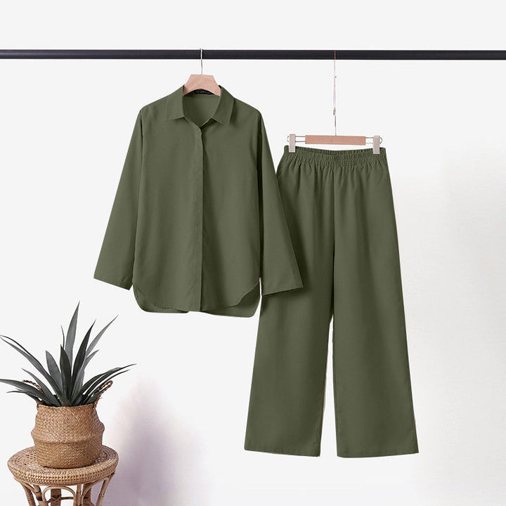 Levoire | Chemise À Manches Longues Et Pantalon Pour Femmes Vert