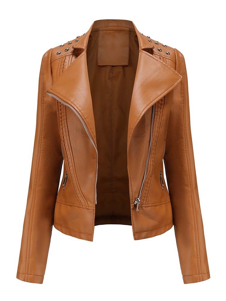 Levoire | Veste En Cuir Pu Élégante Pour Femmes Khaki