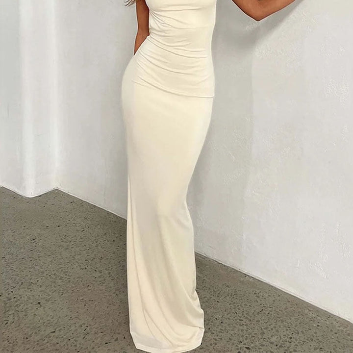 Levoire | Blanc Off-Shoulder Ouvert Dos Maxi Robe