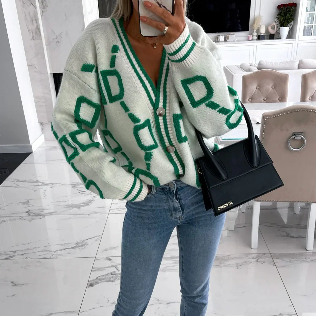 Levoire | Veste Tricot Tendance Avec Design Géométrique Blanc
