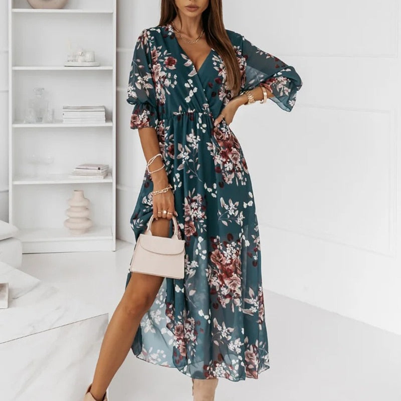 Levoire | Robe Midi Avec Fente Pour Femmes Bleu