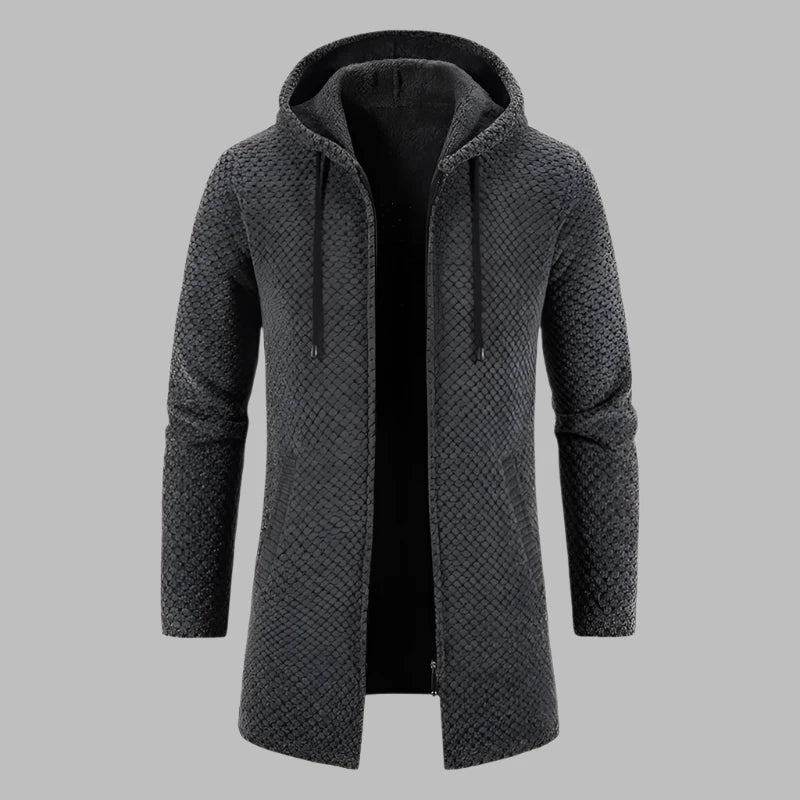 Levoire | Pull À Capuche Pour Hommes Avec Coupe Longue Et Fermeture Éclair Gris foncé