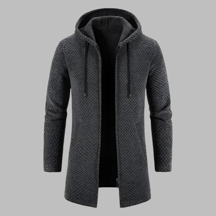 Levoire | Pull À Capuche Pour Hommes Avec Coupe Longue Et Fermeture Éclair Gris foncé