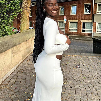 Levoire | Haut À Col Carré Et Jupe Maxi Ensemble