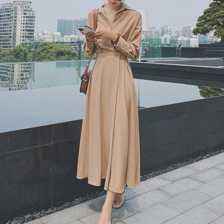Levoire | Robe Chemise Oversize Longues Soirée Kaki