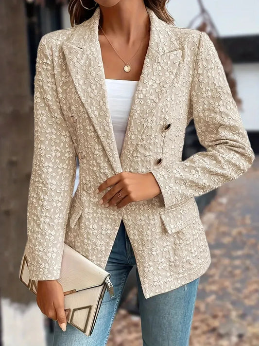 Levoire | Veste Croisée Élégante Au Style Vintage Avec Poches Beige