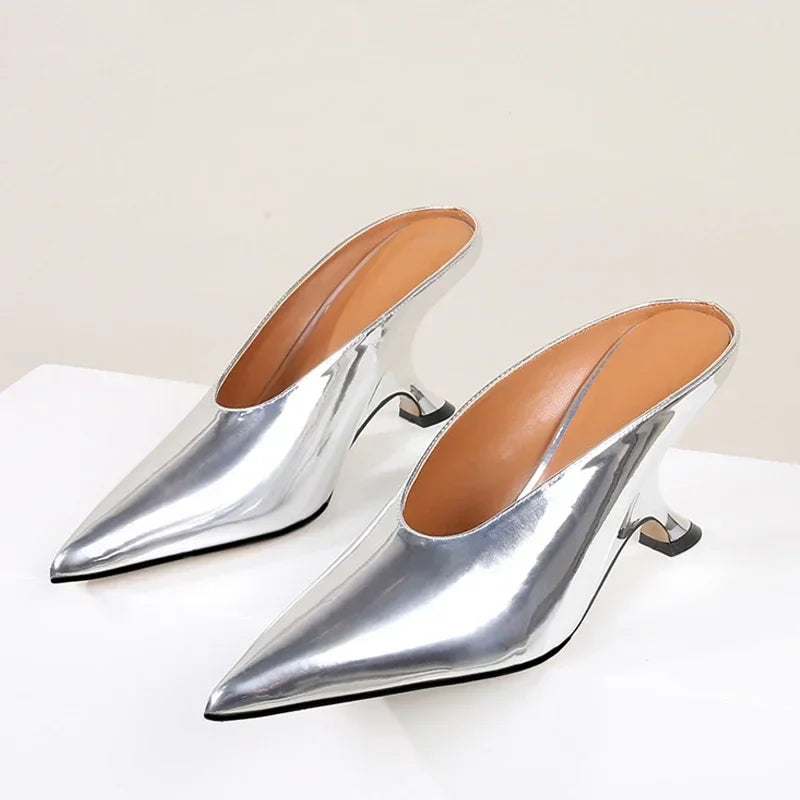 Levoire | Mules Élégantes Pour Femmes À Talons Hauts Argent