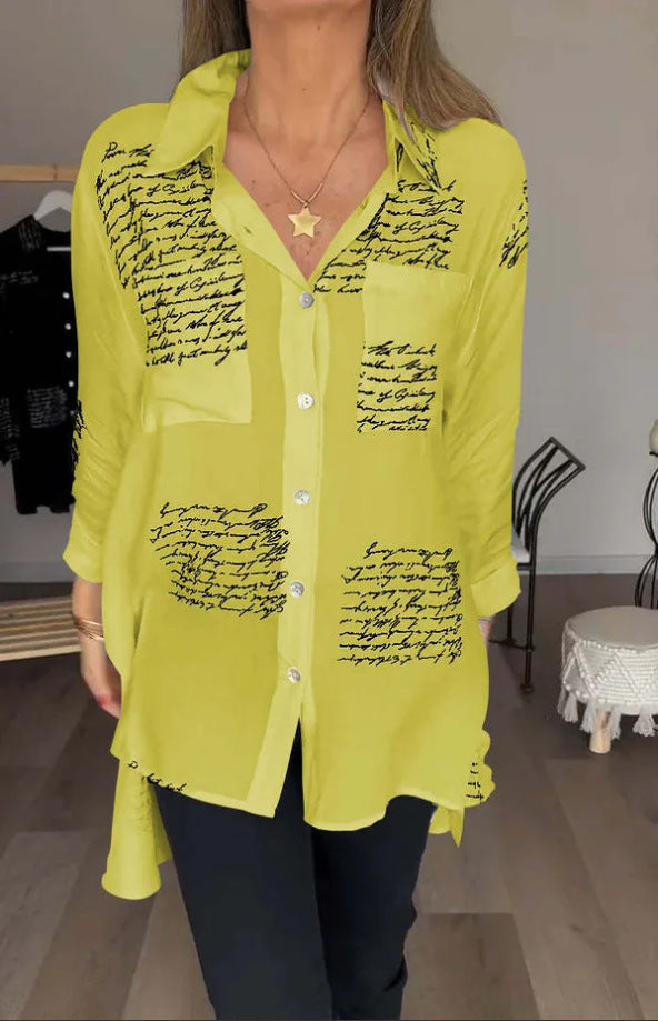Levoire | Chemise Tendance Avec Détail Fente Jaune