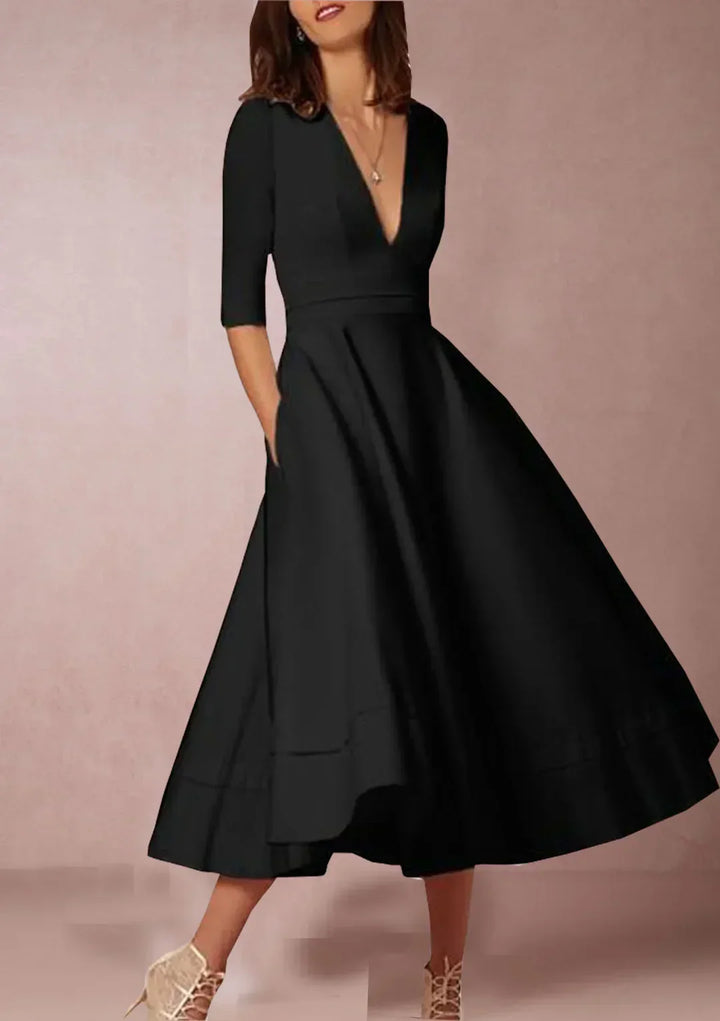 Levoire | Robe Midi Élégante En A Noir