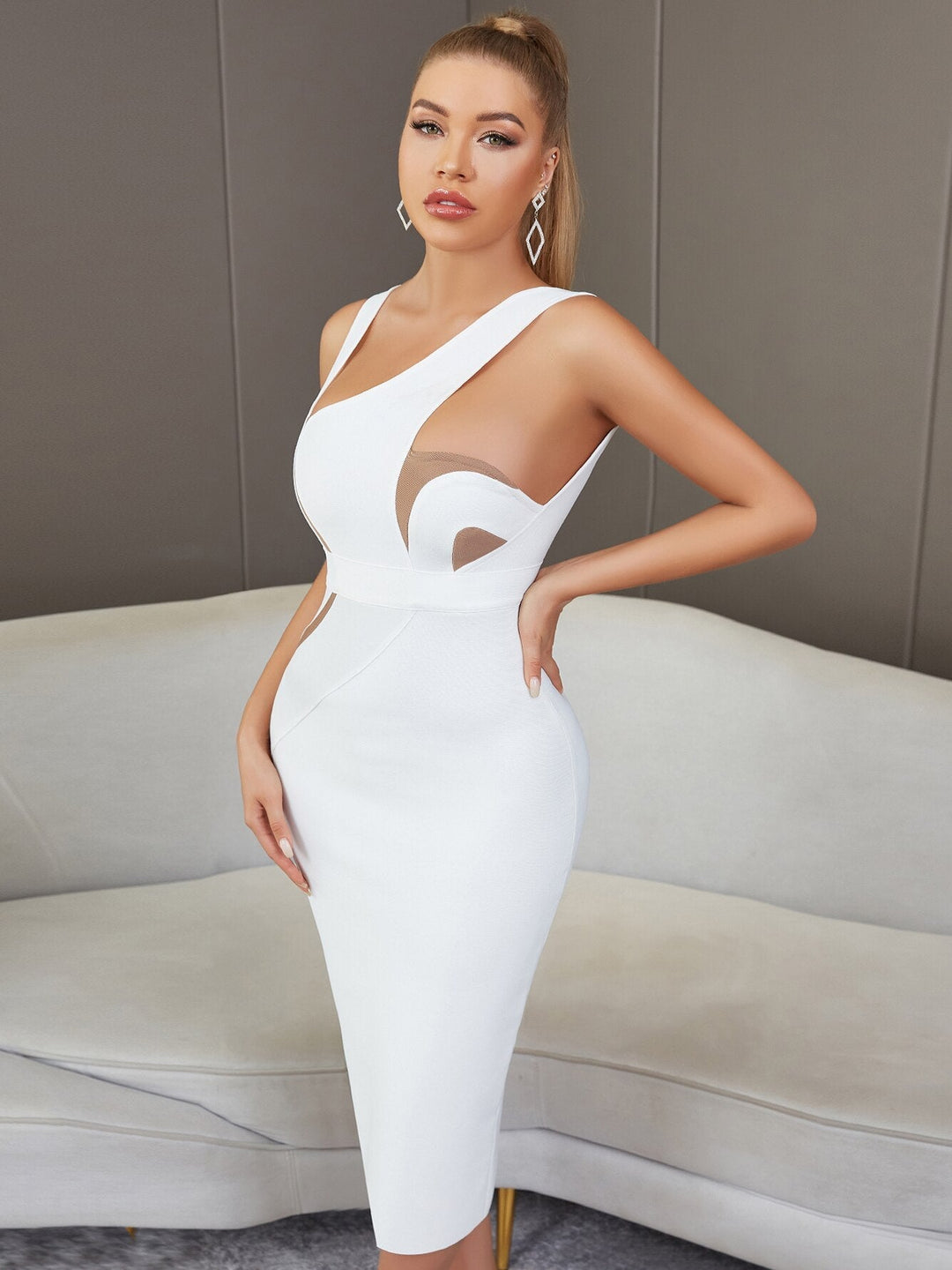 Levoire | Haut Sans Bretelles Dos Ouvert Midi Bodycon Robes