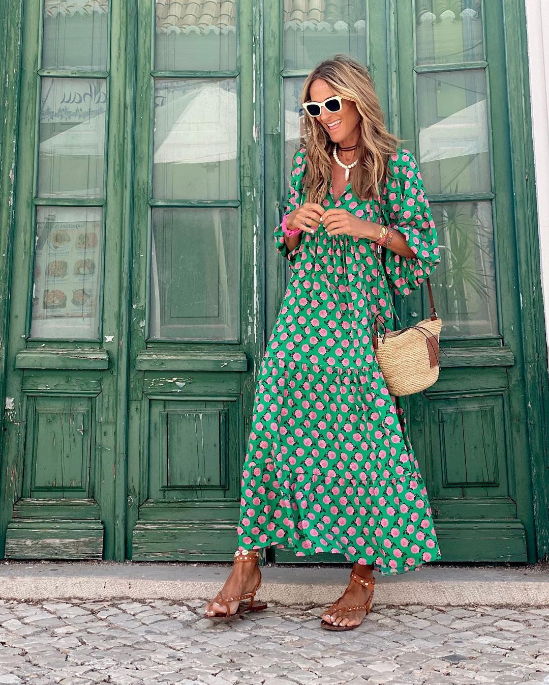 Levoire | Robe Mi Longue Confort Extraordinaire Style Magnifique Vert-rose