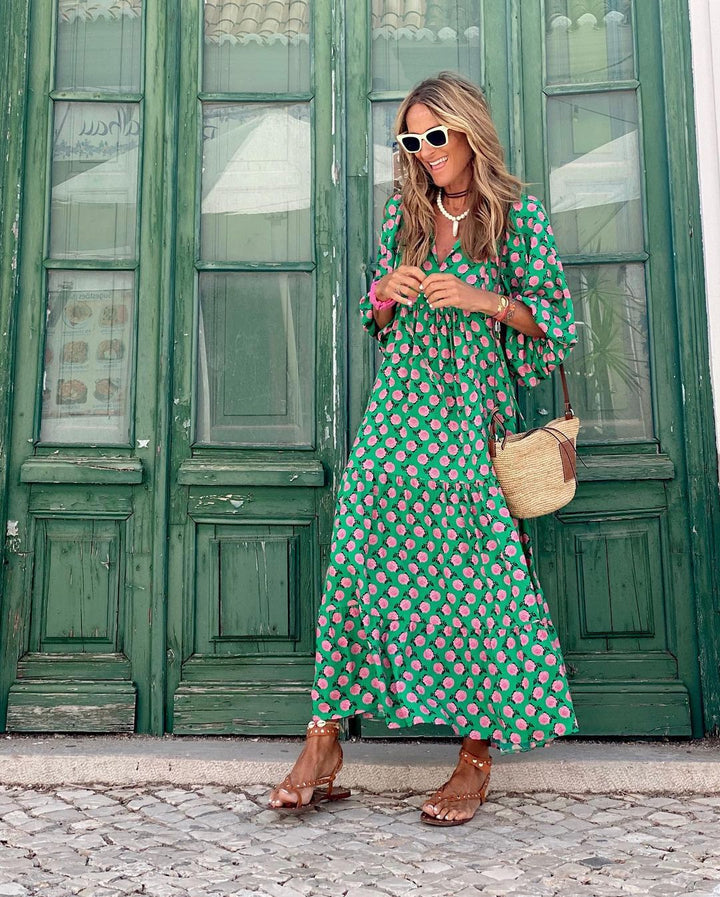 Levoire | Robe Mi Longue Confort Extraordinaire Style Magnifique Vert-rose