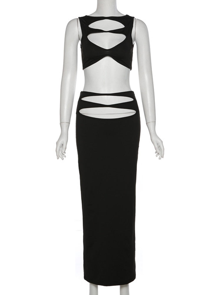 Levoire | Holtiton Sans Épaules Crop Top & Holtiton Jupe Maxi Ensemble
