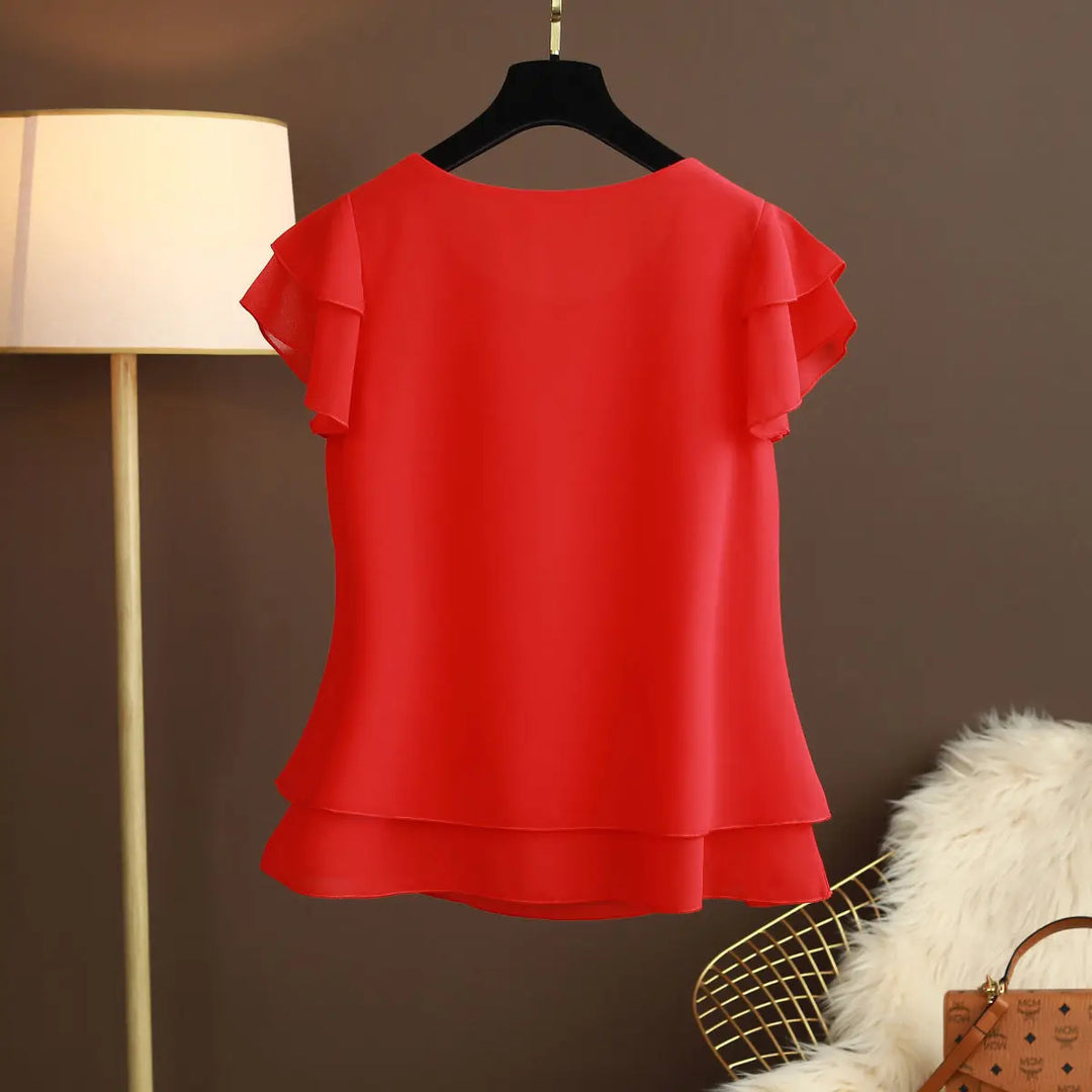 Levoire | Blouse En Chiffon Avec Décolleté En O Et Manches Courtes