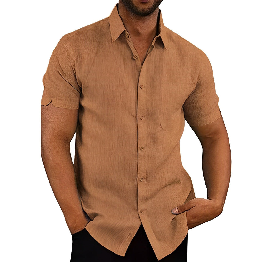 Levoire | Chemise Pour Homme En Lin Élégant À Manches Courtes braun