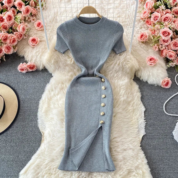 Levoire | Robe Moulante Tricot Noir Gris Taille unique