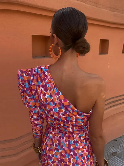 Levoire | Robe À Épaules Diagonales Pour Femmes - Rose
