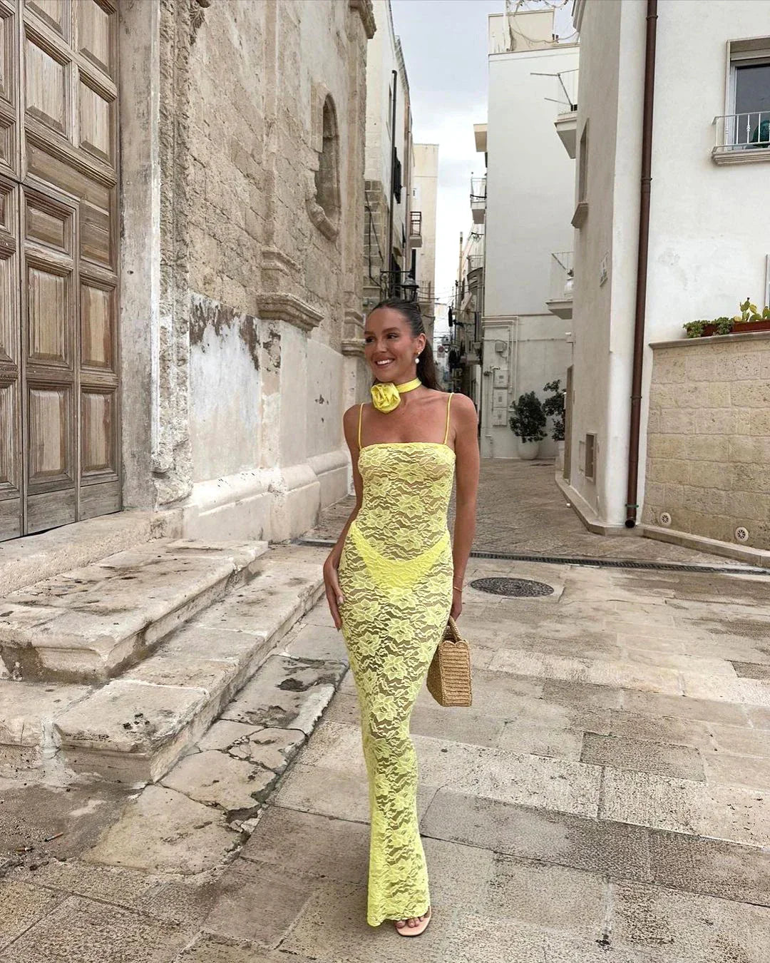 Levoire | Robes Maxi Transparentes Spitz À Épaules Dénudées