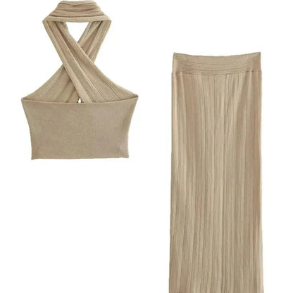 Levoire | Ensemble De Jupe Tricot Croisée Et Top Crop