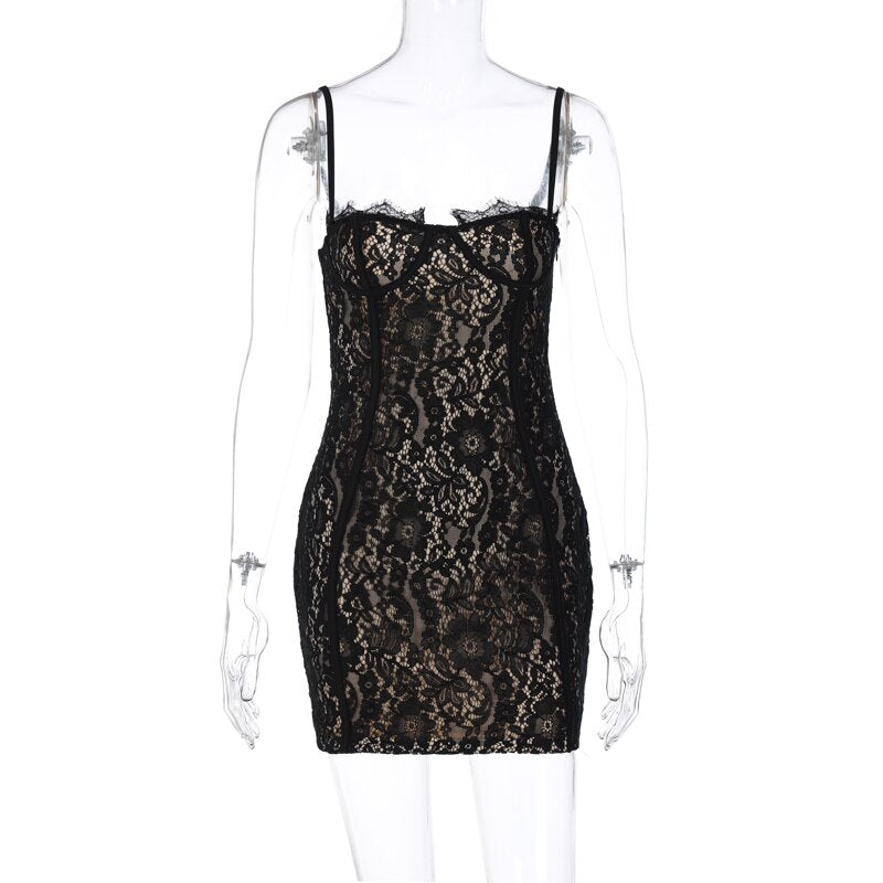 Levoire | Mini Black Dress With Spaghetti Straps