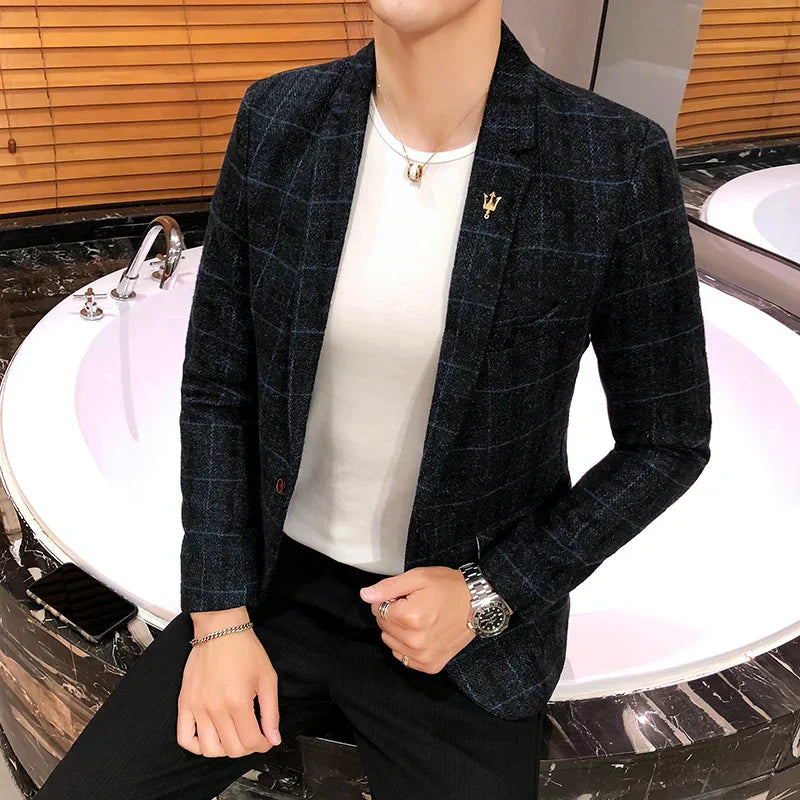 Levoire | Blazer Pour Hommes À Motif Élégant Pour Toutes Les Occasions Bleu foncé